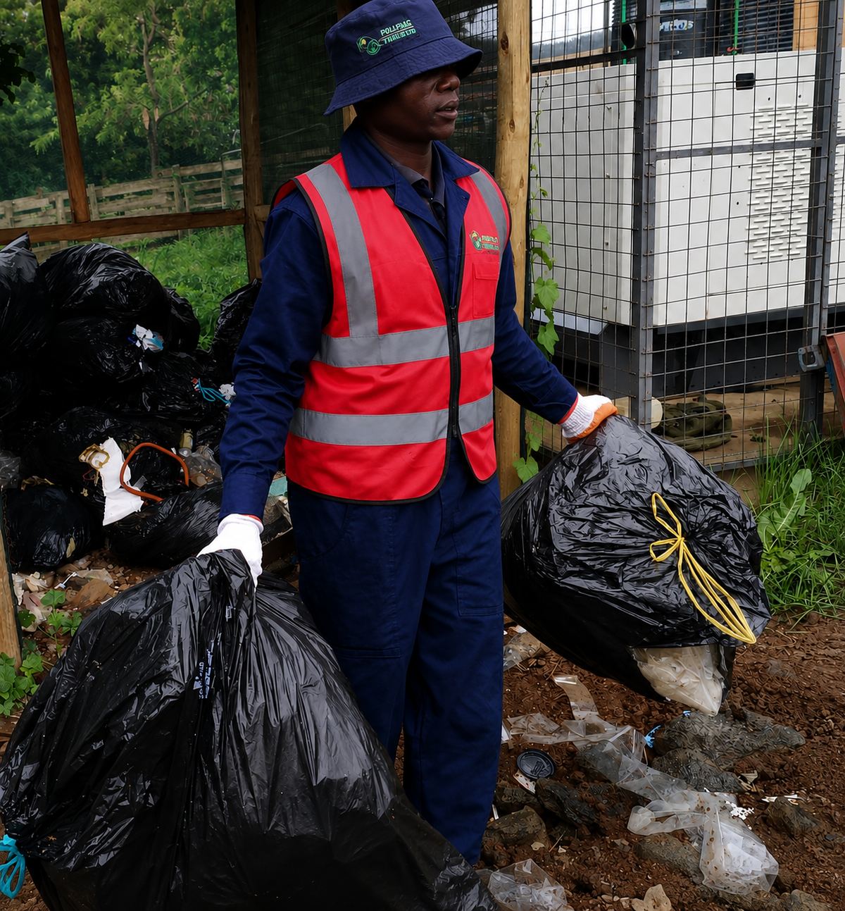 Polypac Traders crew collecting sorted waste bags